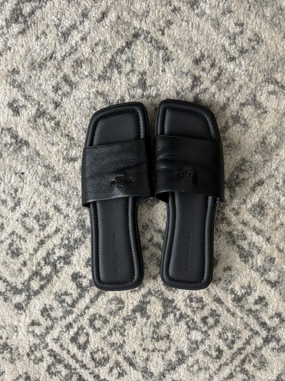 Black Coach Florence Slides Soft Leather Women's Size 8.5 B